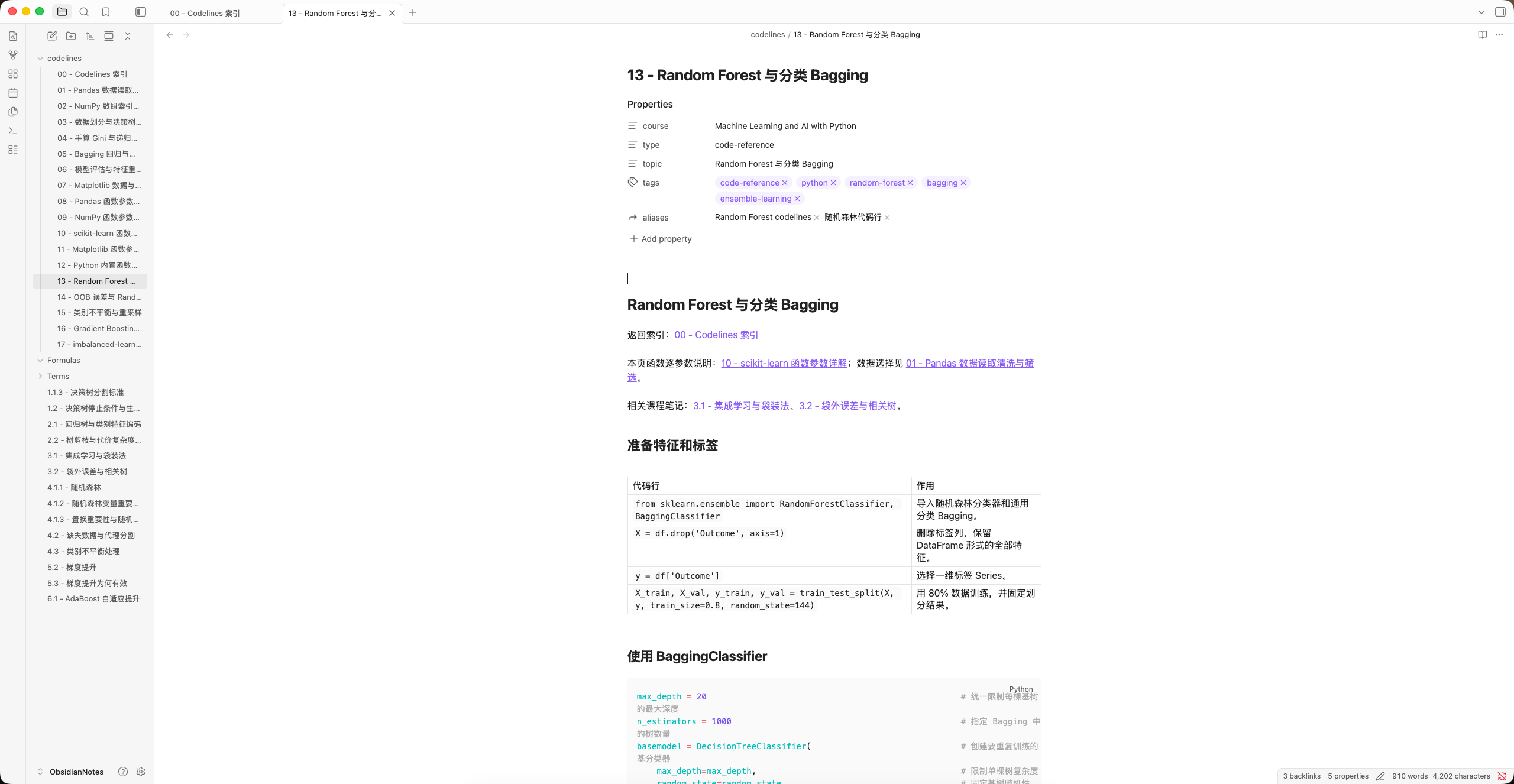 Reusable course code reference in Obsidian